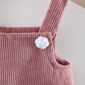 Conjunto Blusa de Manga +Vestido Veludo Ursinho Bebê Menina | 0-24 Meses