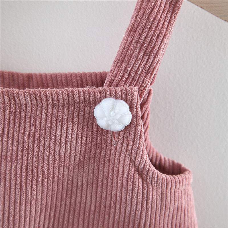 Conjunto Blusa de Manga +Vestido Veludo Ursinho Bebê Menina | 0-24 Meses
