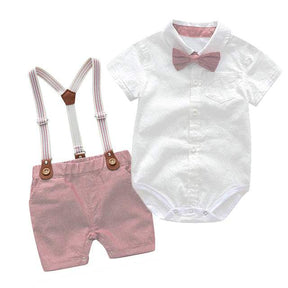 Conjunto Camisa Borboleta + Short c/Suspensórios Bebê Menino | 0 Meses - 3 Anos