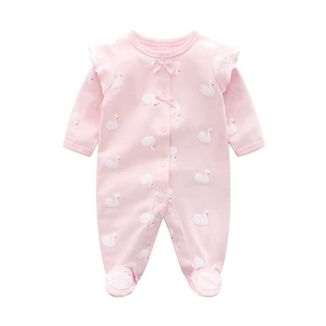 Macacões Estampados com Pé Algodão Bebê Menina