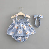 Conjunto Vestido + Tapa Fralda Floral + Laço| Bebê Menina Verão | 0-18M