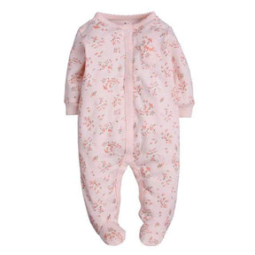 Macacões Estampados com Pé Algodão Bebê Menina