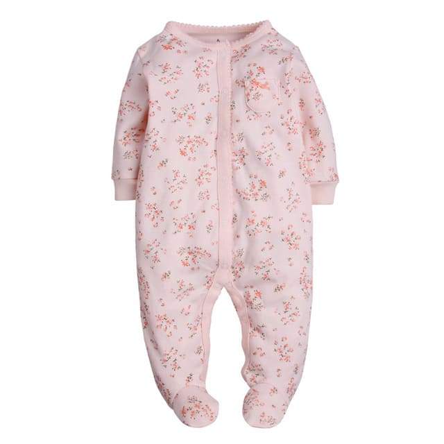 Macacões Estampados com Pé Algodão Bebê Menina