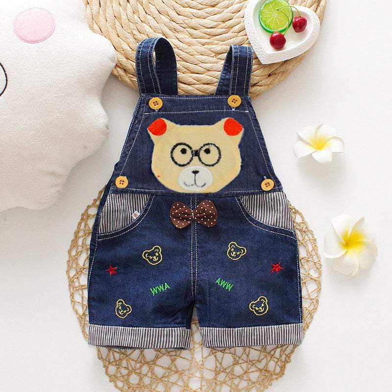 Macacão Jeans Jardineira Bebê Menino/Menina Bichinhos| 6 Meses-3 Anos