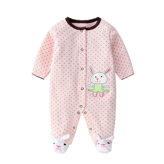 Macacões Estampados com Pé Algodão Bebê Menina