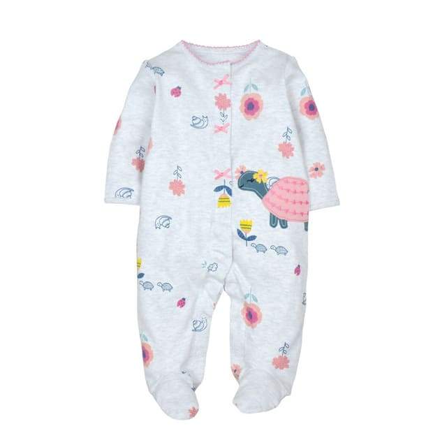 Macacões Estampados com Pé Algodão Bebê Menina