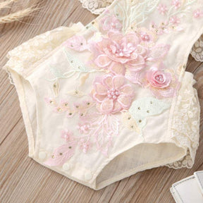 Macaquinho de Renda Bordados Festa Bebê Menina Verão | 6 - 24 Meses