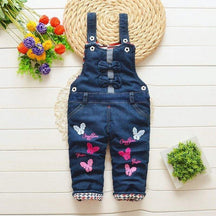 Macacão Jardineira Jeans c/ Detalhes Bebê Menina | 1-4 Anos