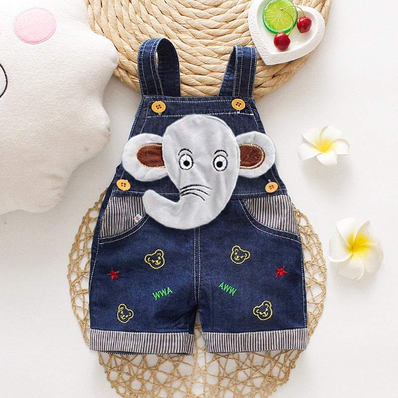 Macacão Jeans Jardineira Bebê Menino/Menina Bichinhos| 6 Meses-3 Anos