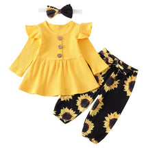 Conjunto Blusa Manga + Calça Floral +Laço Bebê Menina | 1-24 Meses