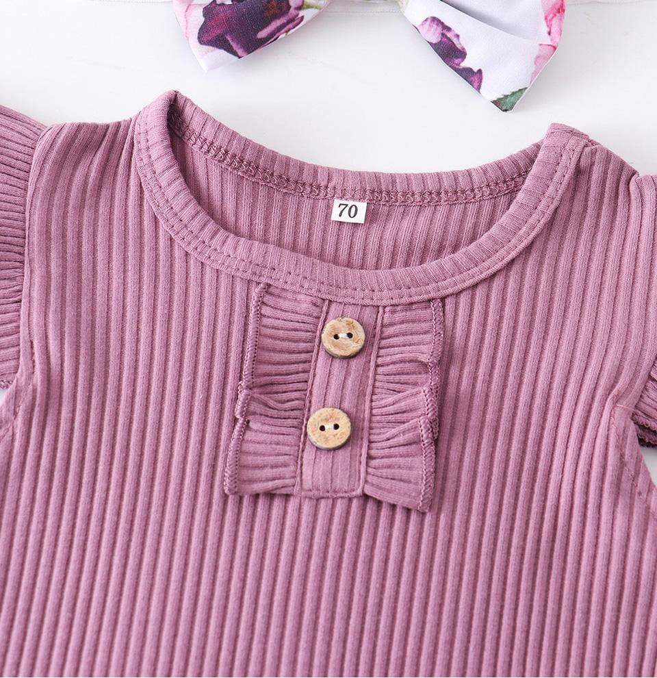 Conjunto Floral Bebê Menina Body + Jardineira + Laço | 0-18 Meses