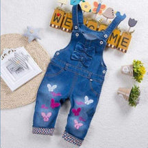 Macacão Jardineira Jeans c/ Detalhes Bebê Menina | 1-4 Anos
