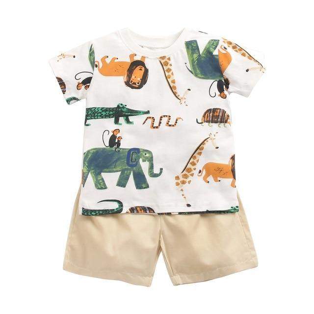 Conjunto Camiseta + Short Bebê Menino Cartoon