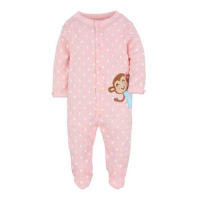 Macacões Estampados com Pé Algodão Bebê Menina