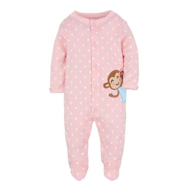 Macacões Estampados com Pé Algodão Bebê Menina