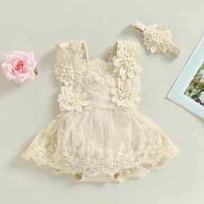 Vestido-Macaquinho Bordado de Festa Menina | 3-18 Meses
