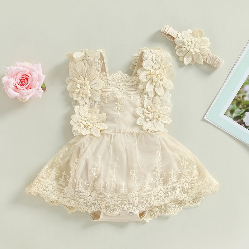 Vestido-Macaquinho Bordado de Festa Menina | 3-18 Meses