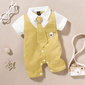 Macacão Social Gentleman c/Gravata Bebê Menino | 3 - 18 Meses