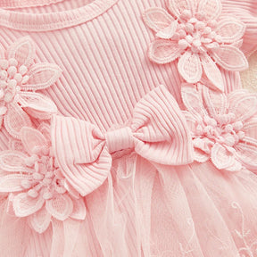 Vestido-Macaquinho de Festa Bordados Florais c/ Tiara | 0-18M