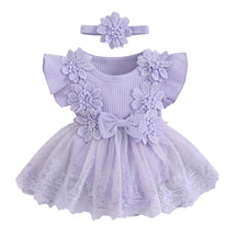 Vestido-Macaquinho de Festa Bordados Florais c/ Tiara | 0-18M