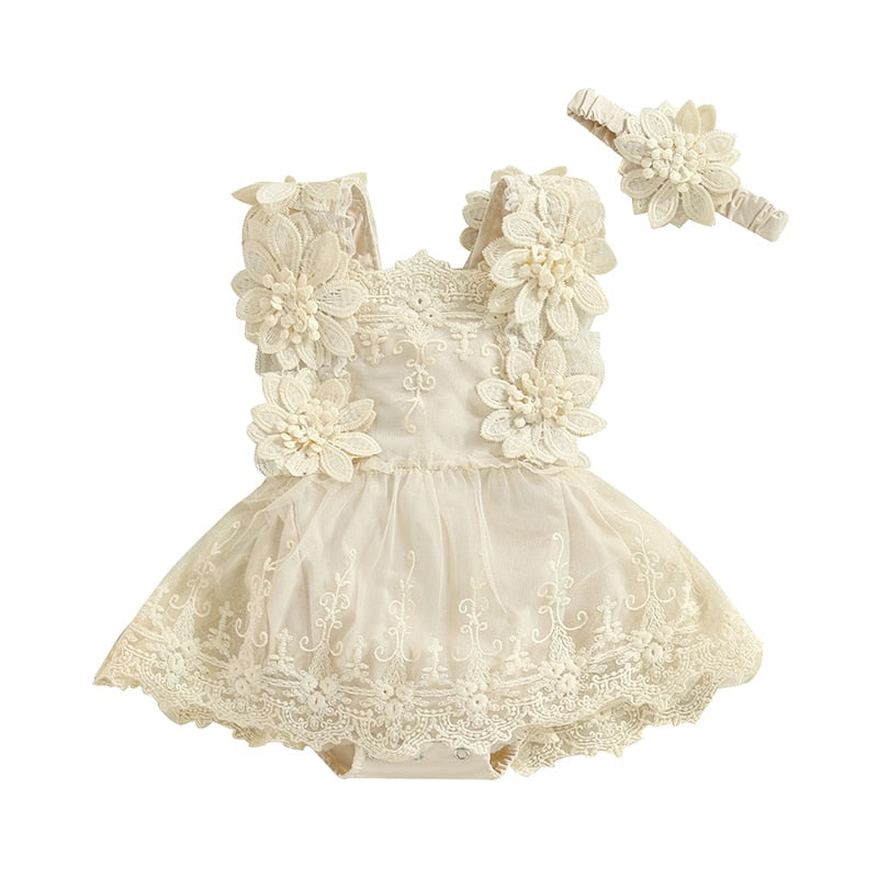Vestido-Macaquinho Bordado de Festa Menina | 3-18 Meses