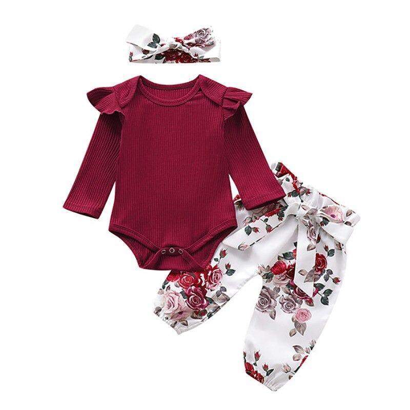 Conjunto Floral Bebê Menina Body Manga Longa + Calça + Laço | 3-24 Meses