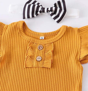 Conjunto Floral Bebê Menina Body + Jardineira + Laço | 0-18 Meses