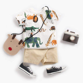Conjunto Camiseta + Short Bebê Menino Cartoon