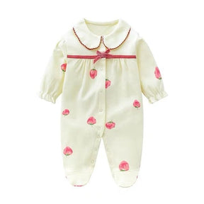 Macacões Estampados com Pé Algodão Bebê Menina