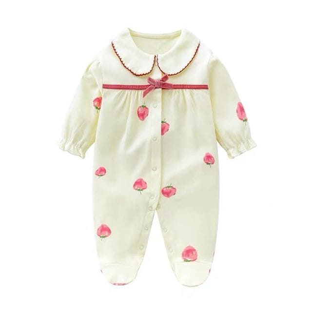 Macacões Estampados com Pé Algodão Bebê Menina