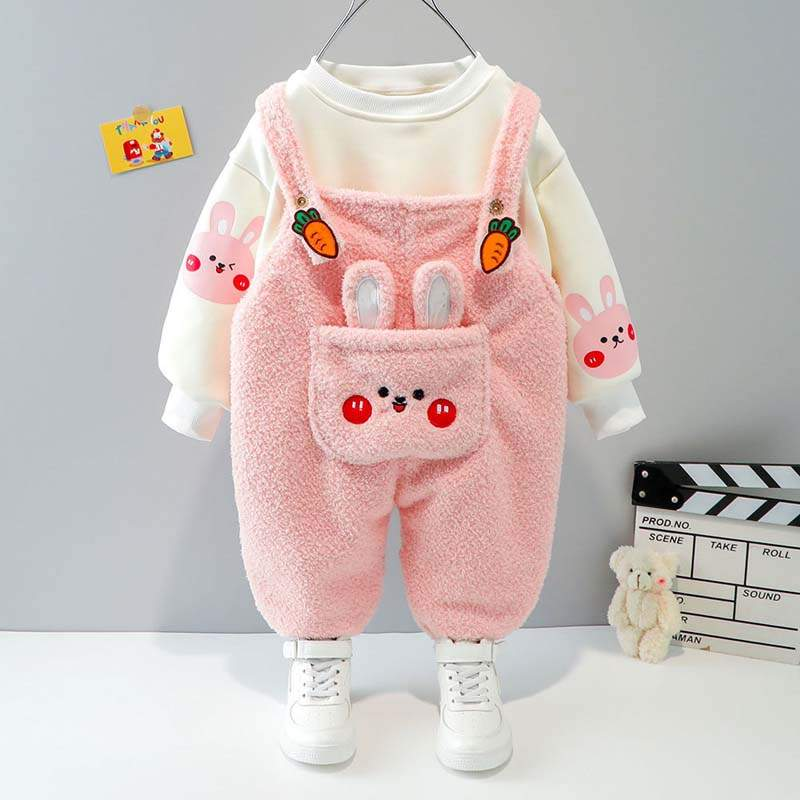 Conjunto Jardineira de Pelúcia c/Bolsinho Menina Menino | 6 Meses - 4 Anos