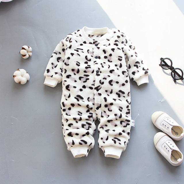 Macacão Estampado de Pelúcia p/Bebê Menina Menino | 0-18 Meses