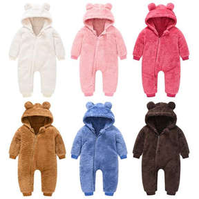 Macacão Inverno Pelúcia Capuz Orelhinhas Bebê Menino Menina | 6 Meses - 3 Anos