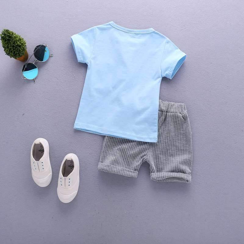 Conjunto Bebê Menino Camiseta Gravatinha + Short Listrado | 9 Meses- 3 Anos