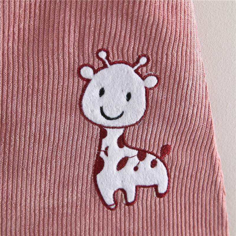 Conjunto Blusa de Manga +Vestido Veludo Ursinho Bebê Menina | 0-24 Meses