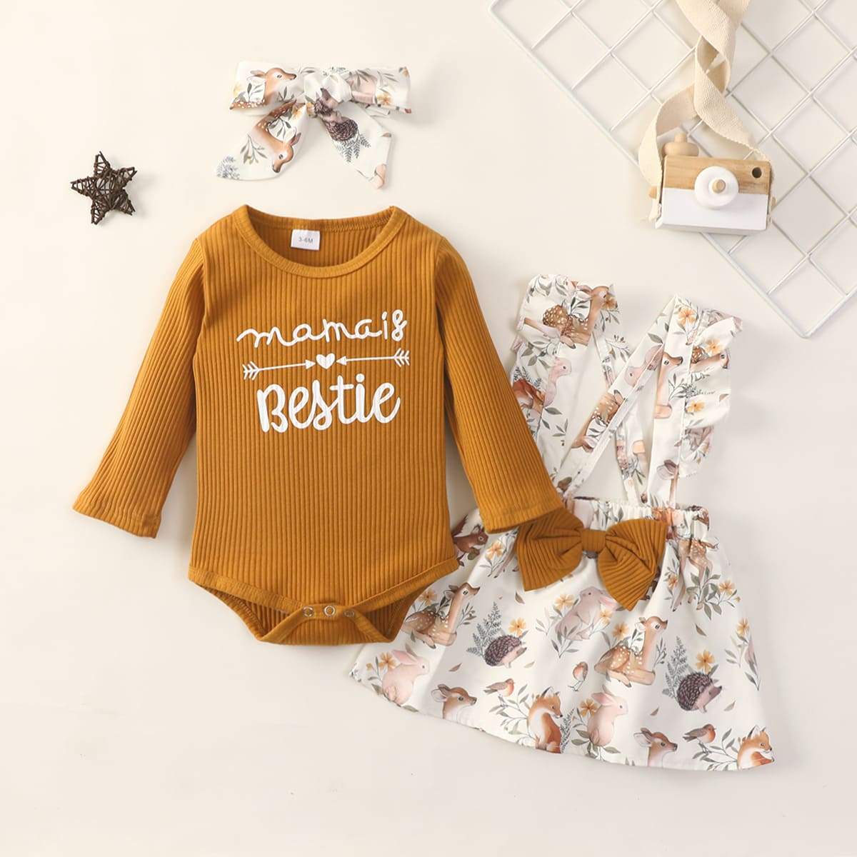 Conjunto Floral Manga Longa Babados Bebê Menina