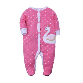 Macacões Estampados com Pé Algodão Bebê Menina