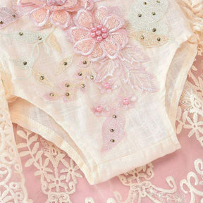 Macaquinho de Renda Bordados Festa Bebê Menina Verão | 6 - 24 Meses