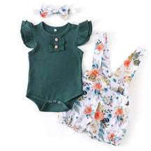 Conjunto Floral Bebê Menina Body + Jardineira + Laço | 0-18 Meses