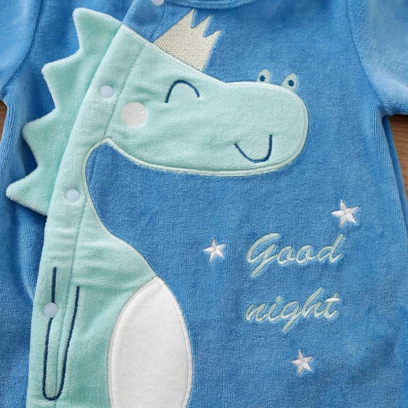 Macacão Dino Azul de Plush Bebê Menino | 0-12 Meses