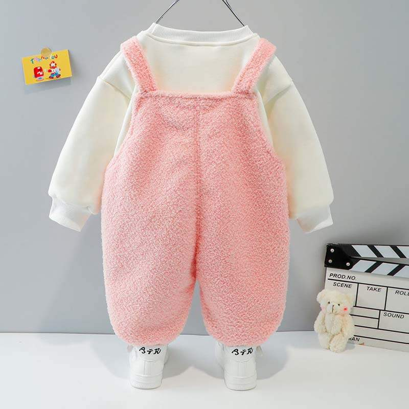 Conjunto Jardineira de Pelúcia c/Bolsinho Menina Menino | 6 Meses - 4 Anos