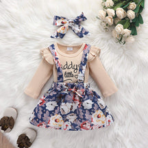 Conjunto Floral Manga Longa Babados Bebê Menina