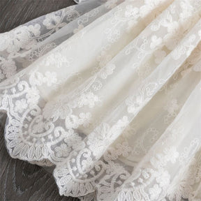 Vestido de Renda Manga Transparente Menina Batizado | 2-8 Anos
