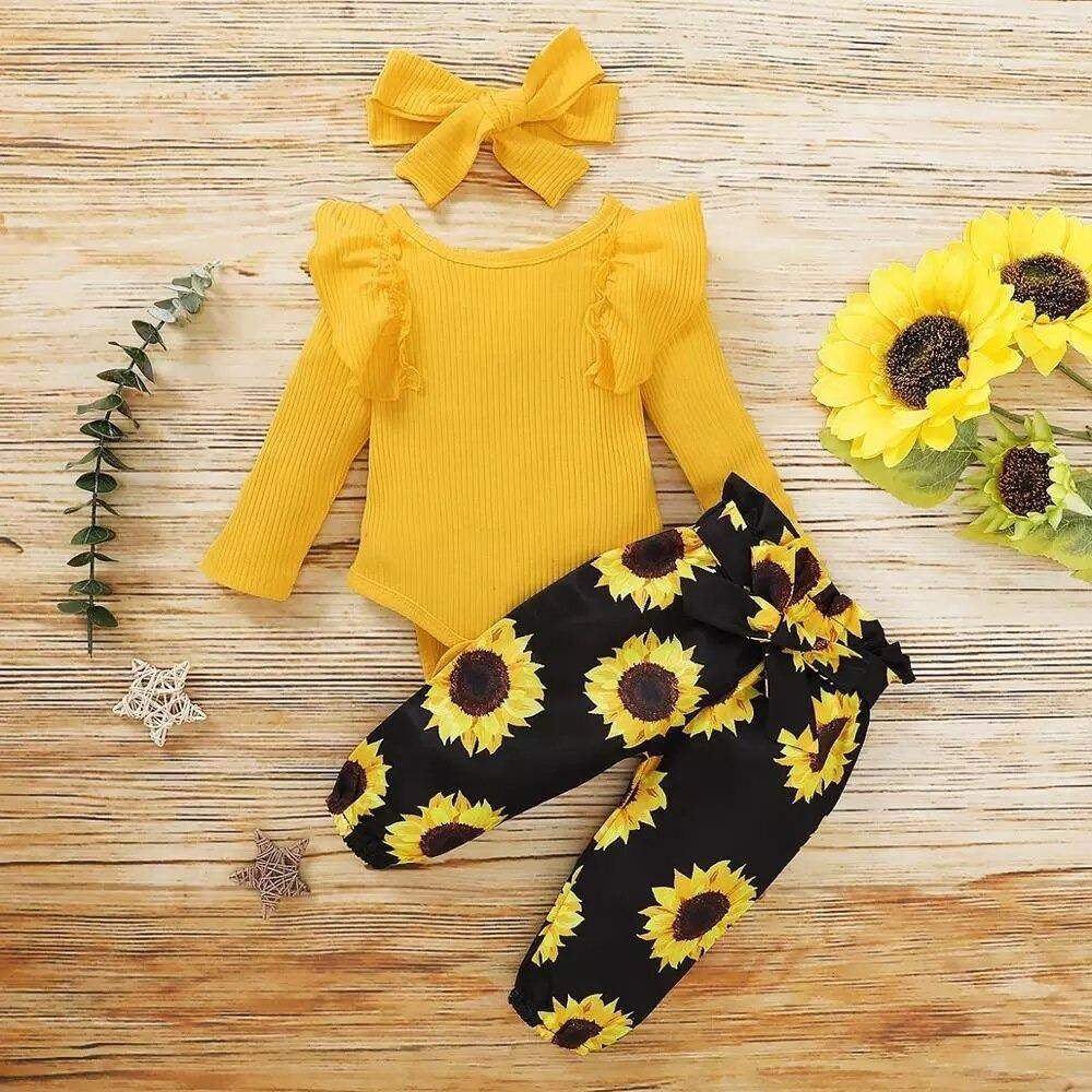 Conjunto Floral Bebê Menina Body Manga Longa + Calça + Laço | 3-24 Meses