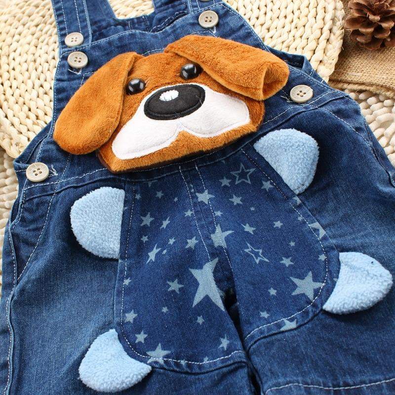 Macacão Jeans Jardineira Bebê Menino/Menina Bichinhos| 6 Meses-3 Anos